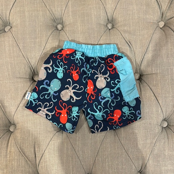 i play. Blue and Red Swim Trunks with Ocean-Themed Design - Picture 5 of 5
